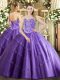 Ball Gowns Vestidos de Quinceanera Lavender Sweetheart Tulle Sleeveless Floor Length Lace Up
