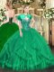 Stylish Sleeveless Beading and Ruffles Lace Up 15th Birthday Dress