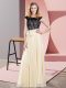 Smart Champagne Lace Up Scoop Lace and Belt Prom Evening Gown Chiffon Sleeveless