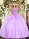 Wonderful Lilac Sweetheart Neckline Embroidery Quinceanera Gowns Sleeveless Lace Up