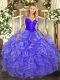 Ball Gowns Sweet 16 Dress Lavender Scoop Organza Long Sleeves Floor Length Lace Up
