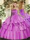 Wonderful Lilac Sleeveless Ruffled Layers Floor Length Quinceanera Gowns