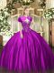 Eye-catching Beading 15 Quinceanera Dress Fuchsia Lace Up Sleeveless Floor Length