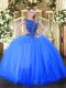 Smart Cap Sleeves Zipper Floor Length Beading Ball Gown Prom Dress