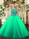 Tulle Sleeveless Floor Length 15 Quinceanera Dress and Beading