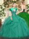 Turquoise Quinceanera Gowns Military Ball and Sweet 16 and Quinceanera with Beading and Ruffles Sweetheart Sleeveless Lace Up