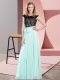 Aqua Blue Sleeveless Chiffon Lace Up Homecoming Dress for Prom and Party