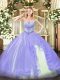High Class Floor Length Lavender Sweet 16 Quinceanera Dress Sweetheart Sleeveless Lace Up
