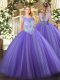 Flare Sleeveless Zipper Floor Length Beading 15 Quinceanera Dress