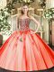Comfortable Sweetheart Sleeveless Lace Up Quinceanera Gown Orange Red Tulle