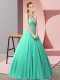Discount Floor Length A-line Sleeveless Turquoise Dress for Prom Lace Up