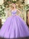 Excellent Sleeveless Floor Length Beading Lace Up Quinceanera Gown with Lavender  Excellent Sleeveless Floor Length Beading Lace Up Quinceanera Gown with Lavender