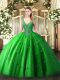 Popular Floor Length Ball Gowns Sleeveless Green Ball Gown Prom Dress Lace Up