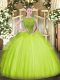 Beautiful Yellow Green Sleeveless Beading Floor Length Vestidos de Quinceanera