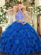 Lovely Royal Blue Sleeveless Beading and Ruffles Floor Length Quinceanera Dresses  Lovely Royal Blue Sleeveless Beading and Ruffles Floor Length Quinceanera Dresses