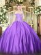 Simple Purple Off The Shoulder Neckline Beading Sweet 16 Quinceanera Dress Sleeveless Lace Up