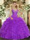 Beauteous Sleeveless Beading and Ruffles Lace Up Sweet 16 Quinceanera Dress