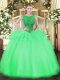 Green Cap Sleeves Beading Floor Length Sweet 16 Dresses