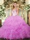 Floor Length Ball Gowns Sleeveless Lilac Sweet 16 Dress Lace Up