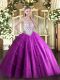 Fuchsia Quinceanera Dresses Military Ball and Sweet 16 and Quinceanera with Beading and Appliques Scoop Sleeveless Zipper  Fuchsia Quinceanera Dresses Military Ball and Sweet 16 and Quinceanera with Beading and Appliques Scoop Sleeveless Zipper