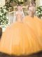 Decent Orange Sleeveless Beading Floor Length Ball Gown Prom Dress