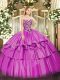 Wonderful Floor Length Lilac Sweet 16 Dresses Sweetheart Sleeveless Lace Up