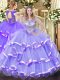 Organza Sleeveless Floor Length Sweet 16 Quinceanera Dress and Beading and Ruffled Layers