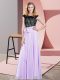 New Style Empire Prom Dresses Lavender Scoop Chiffon Sleeveless Floor Length Lace Up