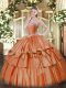 Sweetheart Sleeveless Lace Up Ball Gown Prom Dress Rust Red Organza