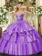 Colorful Sleeveless Beading and Ruffled Layers Lace Up Sweet 16 Dresses