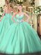 Amazing Turquoise Tulle Lace Up Sweetheart Sleeveless Floor Length Ball Gown Prom Dress Beading Amazing Turquoise Tulle Lace Up Sweetheart Sleeveless Floor Length Ball Gown Prom Dress Beading