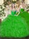Organza Sweetheart Sleeveless Lace Up Beading and Ruffles Quinceanera Dresses in Green