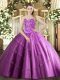 Floor Length Lace Up Sweet 16 Quinceanera Dress Lilac for Military Ball and Sweet 16 and Quinceanera with Beading and Appliques