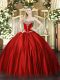 Ball Gowns Quince Ball Gowns Wine Red Sweetheart Satin Sleeveless Floor Length Lace Up