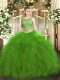 Sexy Green Sleeveless Tulle Lace Up Quinceanera Dress for Military Ball and Sweet 16 and Quinceanera