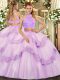 Suitable Sweetheart Sleeveless Tulle Vestidos de Quinceanera Beading and Lace and Ruffles Criss Cross