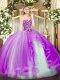 Modest Lilac Ball Gowns Tulle Sweetheart Sleeveless Beading and Ruffles Floor Length Lace Up 15 Quinceanera Dress