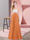Orange Red Dress for Prom Prom and Party with Beading One Shoulder Sleeveless Criss Cross