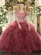 Wonderful Tulle Sleeveless Floor Length Vestidos de Quinceanera and Beading and Ruffled Layers