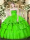 Excellent Ball Gowns Ball Gown Prom Dress Strapless Organza and Taffeta Sleeveless Floor Length Zipper