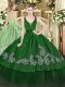 Colorful Dark Green Zipper Straps Beading and Embroidery Sweet 16 Quinceanera Dress Organza and Taffeta Sleeveless
