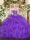 Modern Sleeveless Lace Up Floor Length Beading and Ruffles Vestidos de Quinceanera