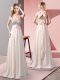 Fitting Floor Length Empire Sleeveless Champagne Dress for Prom Criss Cross