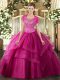 Floor Length Ball Gowns Sleeveless Hot Pink Sweet 16 Dress Clasp Handle