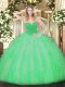 Latest Ball Gowns Quinceanera Gown Apple Green Sweetheart Organza Sleeveless Floor Length Lace Up