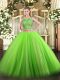 Free and Easy Tulle Lace Up Scoop Sleeveless Floor Length 15 Quinceanera Dress Beading