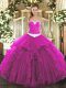 Traditional Ball Gowns 15 Quinceanera Dress Fuchsia Sweetheart Organza Sleeveless Floor Length Lace Up