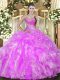 Ideal Lilac Sleeveless Organza Lace Up Quinceanera Dresses for Military Ball and Sweet 16 and Quinceanera Ideal Lilac Sleeveless Organza Lace Up Quinceanera Dresses for Military Ball and Sweet 16 and Quinceanera