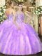 Perfect Beading and Ruffles Quinceanera Dress Lavender Lace Up Sleeveless Floor Length Perfect Beading and Ruffles Quinceanera Dress Lavender Lace Up Sleeveless Floor Length