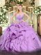 Lavender Sweetheart Neckline Beading and Ruffles Quinceanera Gown Sleeveless Lace Up